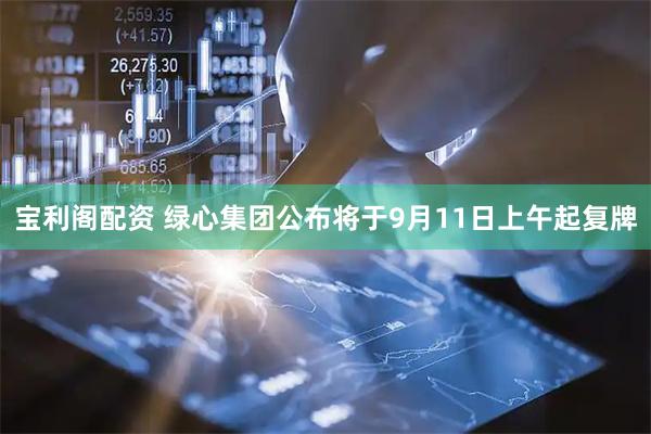 宝利阁配资 绿心集团公布将于9月11日上午起复牌